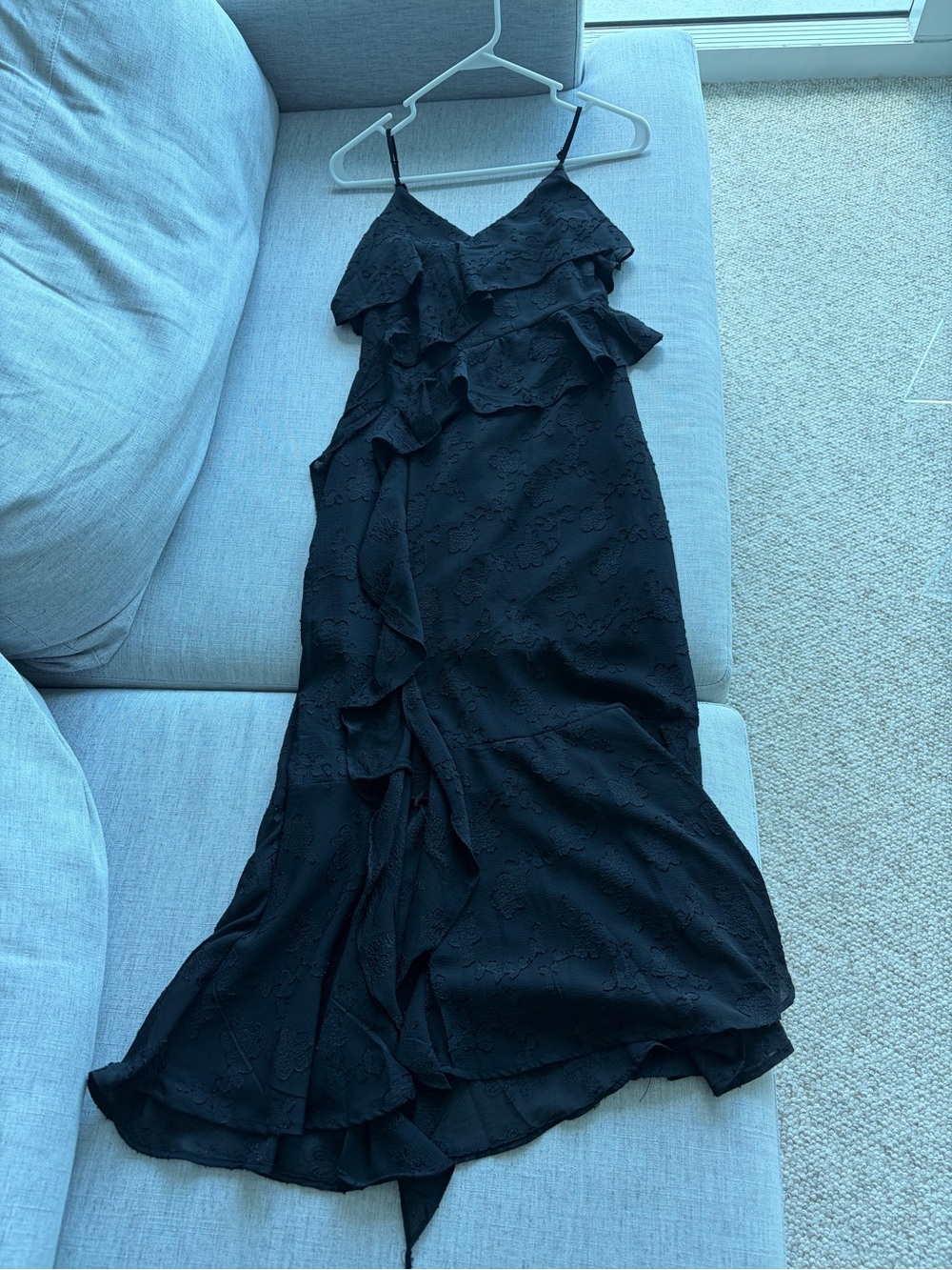 wild fable Black Ruffle Maxi Dress with Spaghetti Straps